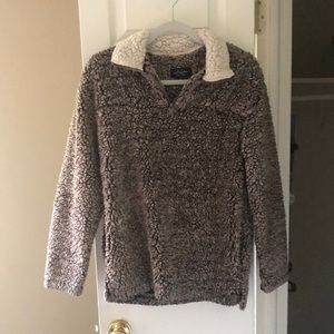 Quarter zip Teddy sweatshirt with pockets